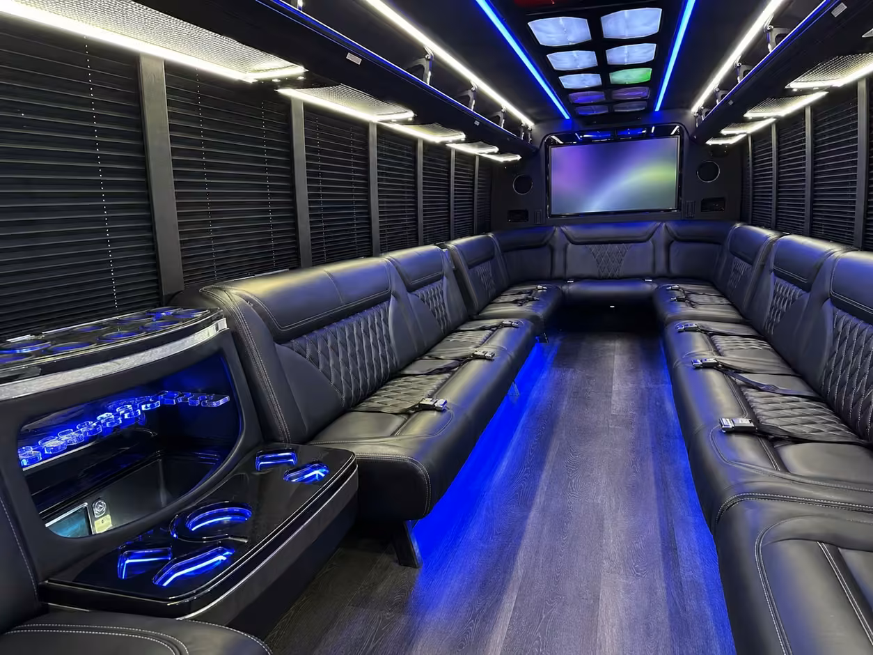15 passenger party bus inside
