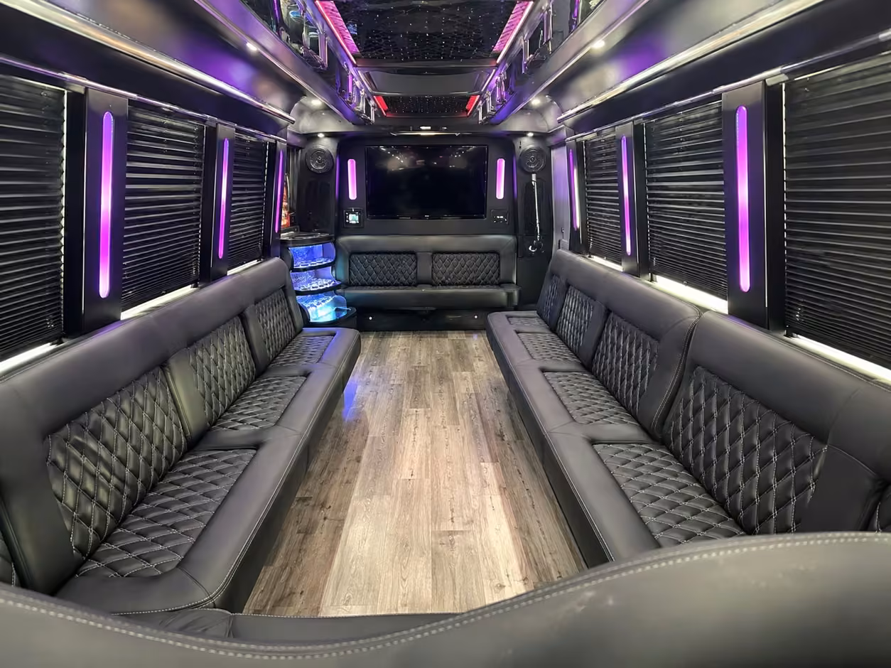 15 passenger party bus interior