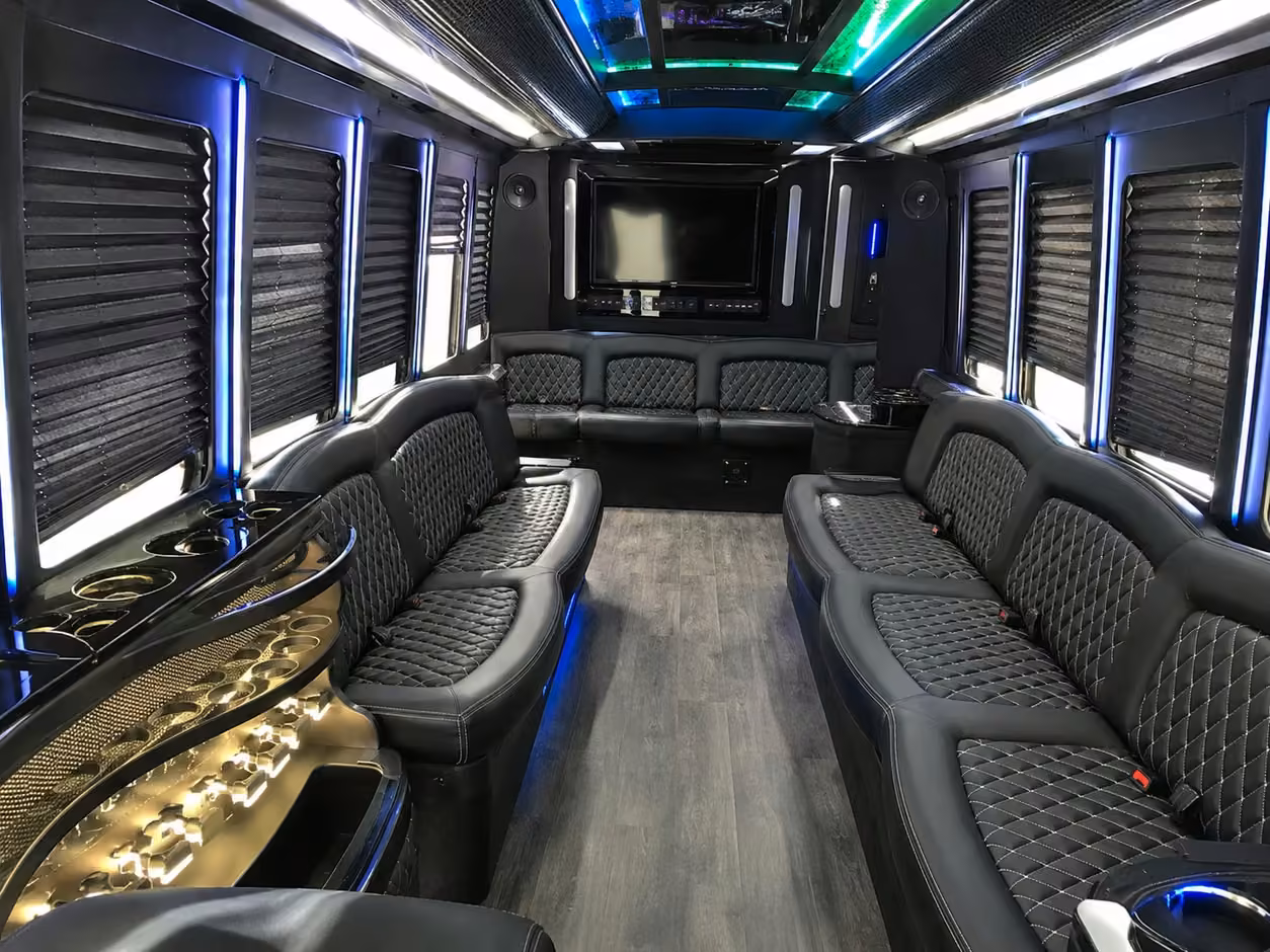 25 passenger party bus interior