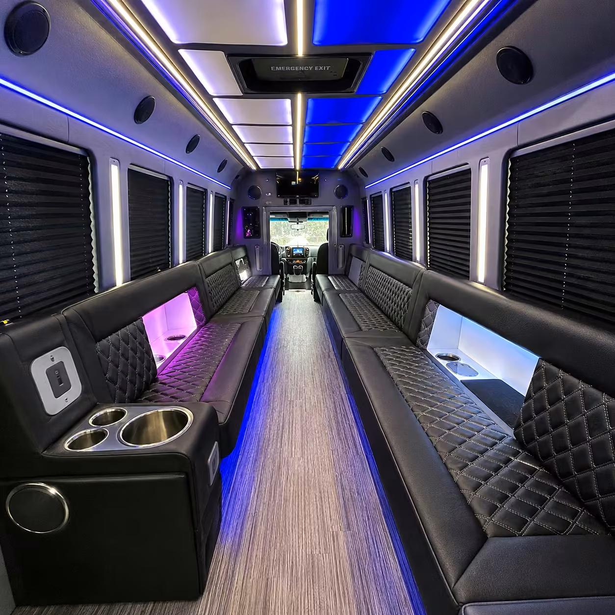 30 passenger party bus inside